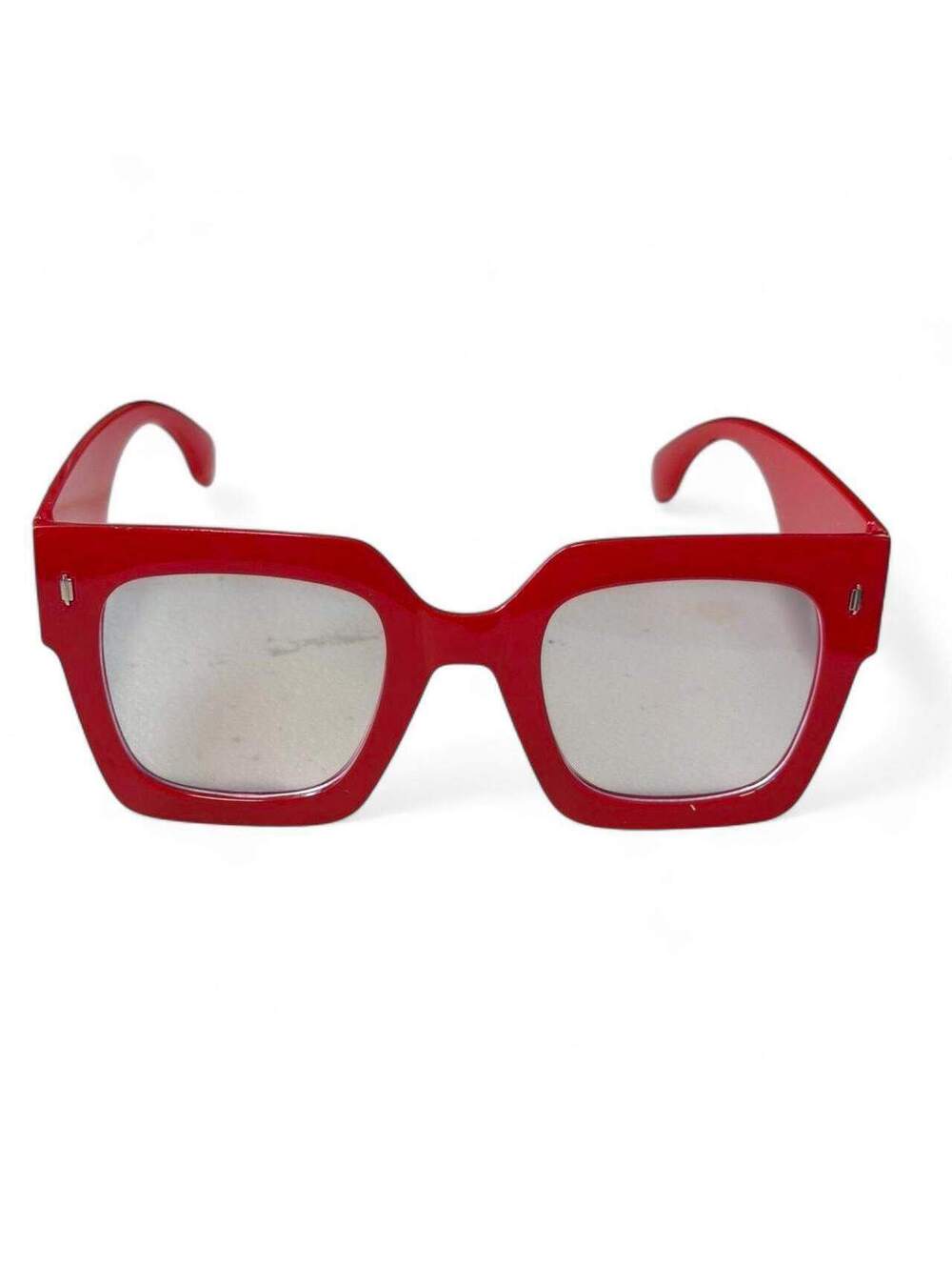 Retro Red Square Frame Clear Lens Glasses